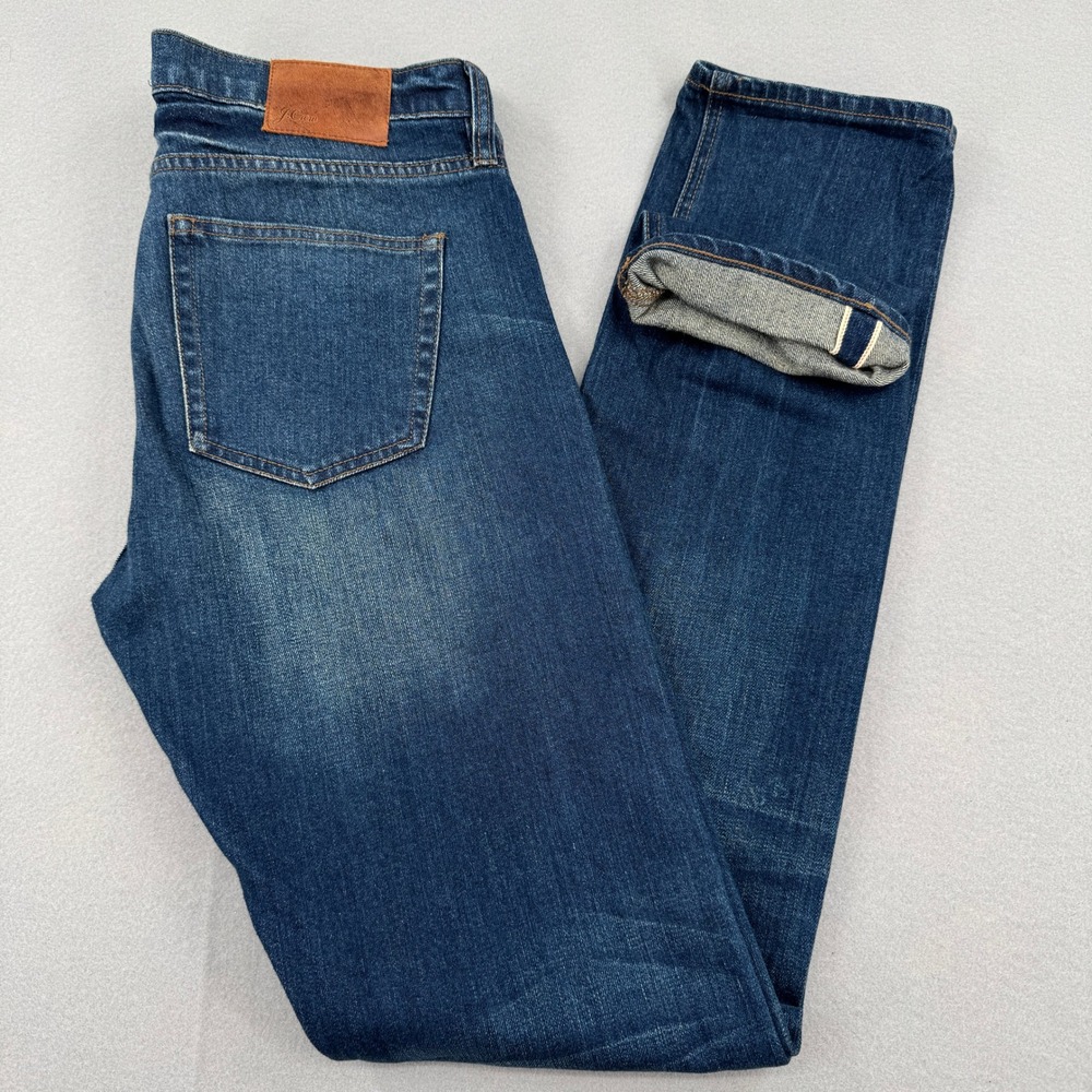 J.Crew Selvedge Matchstick Jeans Womens 28T Dark Wash Straight Leg E0066 Indigo